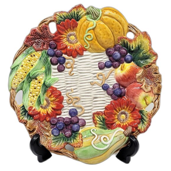 Fitz And Floyd "Autumn Bounty" 9 1/2" Canape Plate VGC 1996-1999 Only - Picture 1 of 11